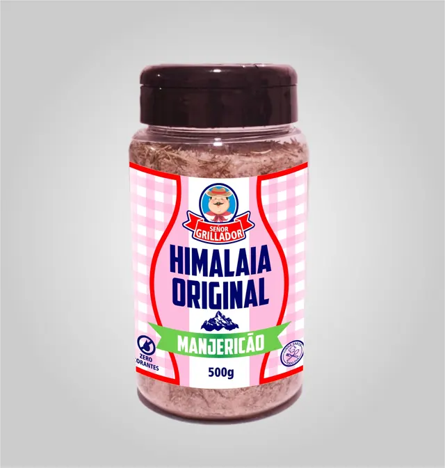 Frasco de Sal Rosa do Himalaia com Manjericão Señor Grillador 500g