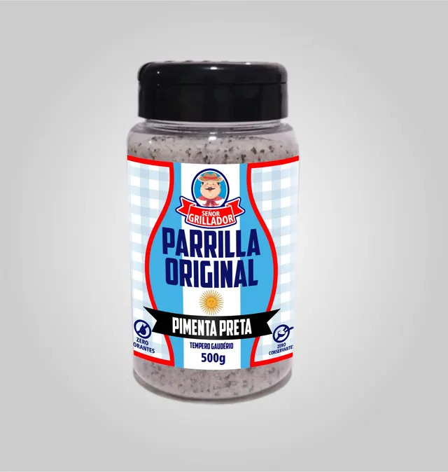 Frasco de Sal de Parrilla com Pimenta Preta Señor Grillador 500g